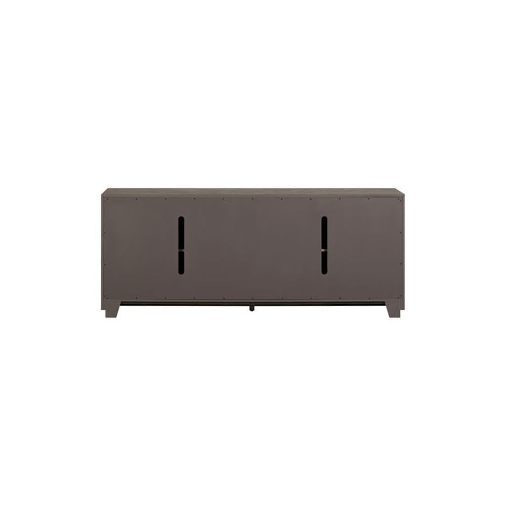 78 Inch TV Console with Adjustable Shelves and Louvered Panel Doors X802431