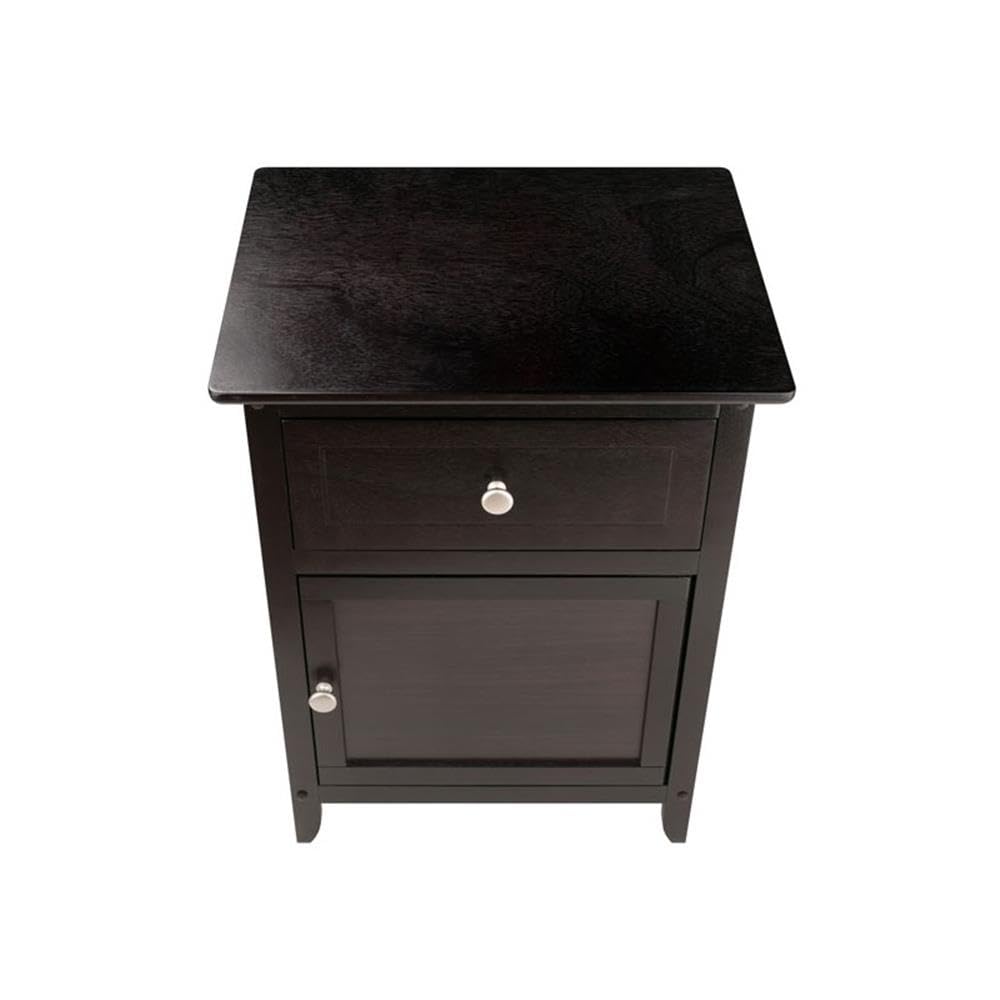 2 Piece Wood Nightstand Set with Cabinet and Drawer L9991