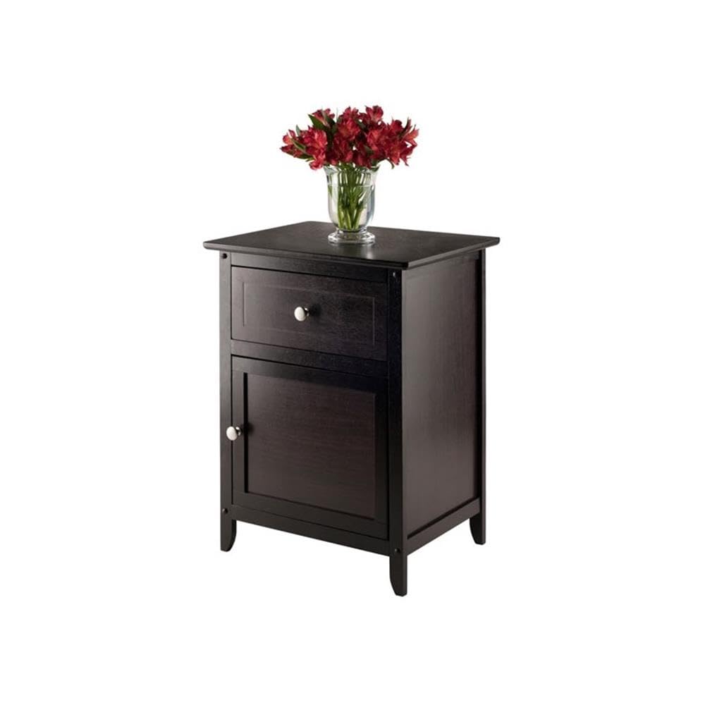 2 Piece Wood Nightstand Set with Cabinet and Drawer L9991
