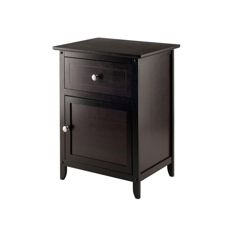 2 Piece Wood Nightstand Set with Cabinet and Drawer L9991