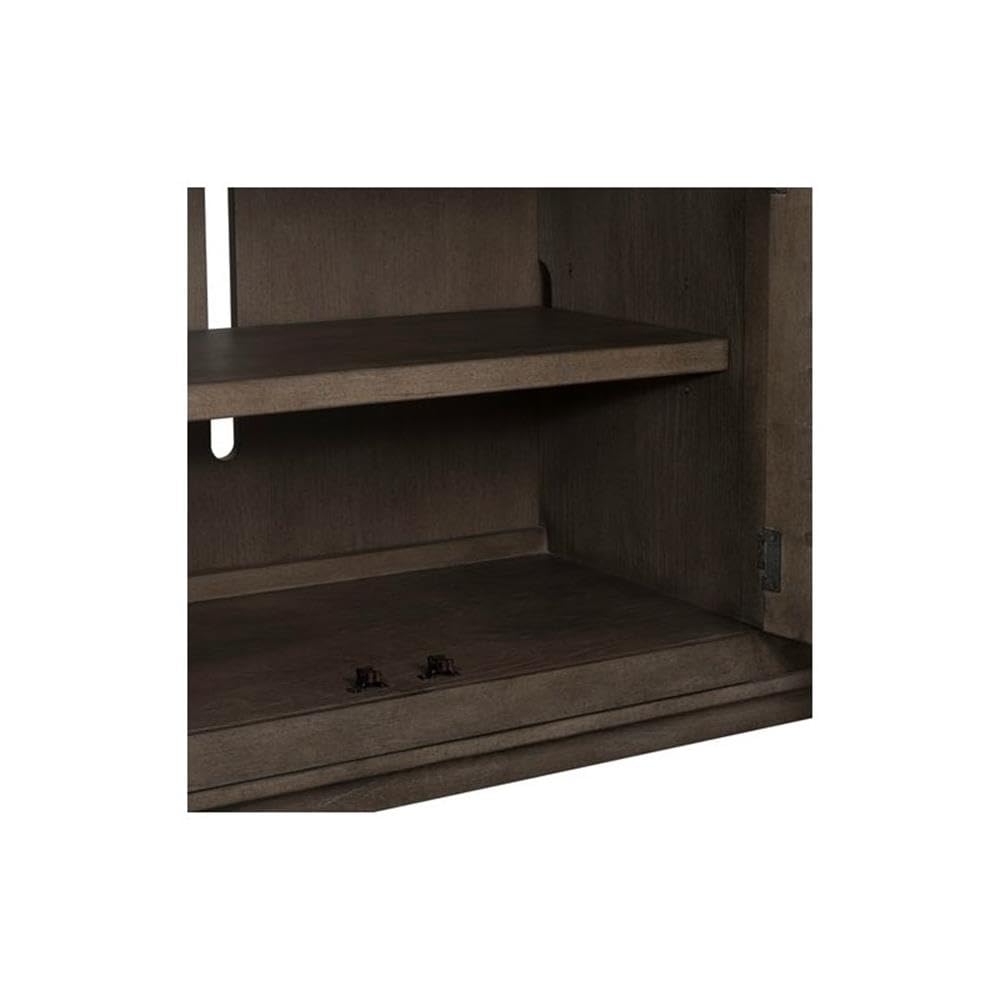 78 Inch TV Console with Adjustable Shelves and Louvered Panel Doors X802431