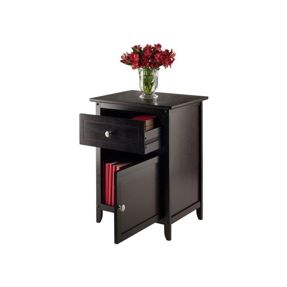 2 Piece Wood Nightstand Set with Cabinet and Drawer L9991