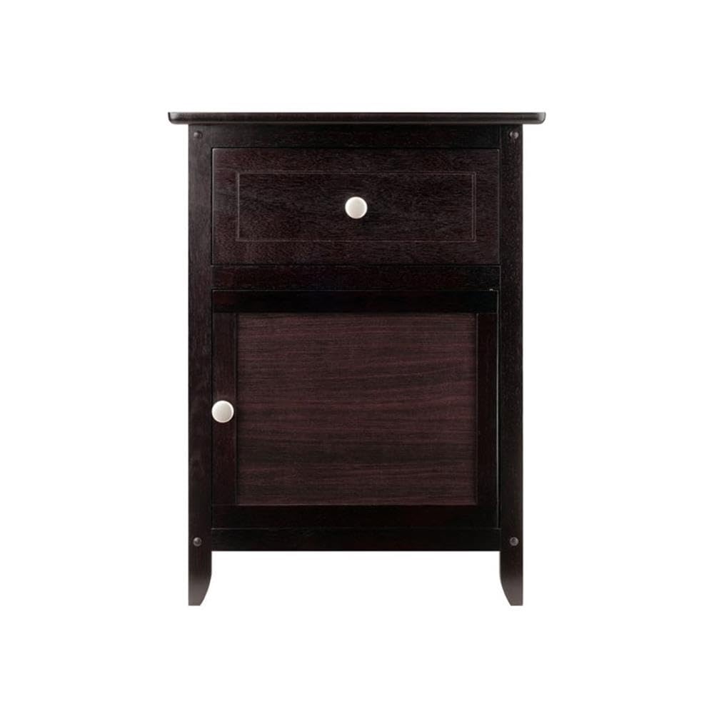 2 Piece Wood Nightstand Set with Cabinet and Drawer L9991