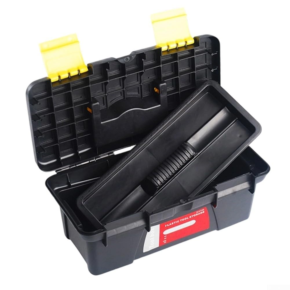10 Inch Black Plastic Toolbox with Dual Layer Organization C2973