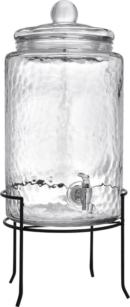 3 Gallon Glass Beverage Dispenser with Metal Stand & Lid A199602