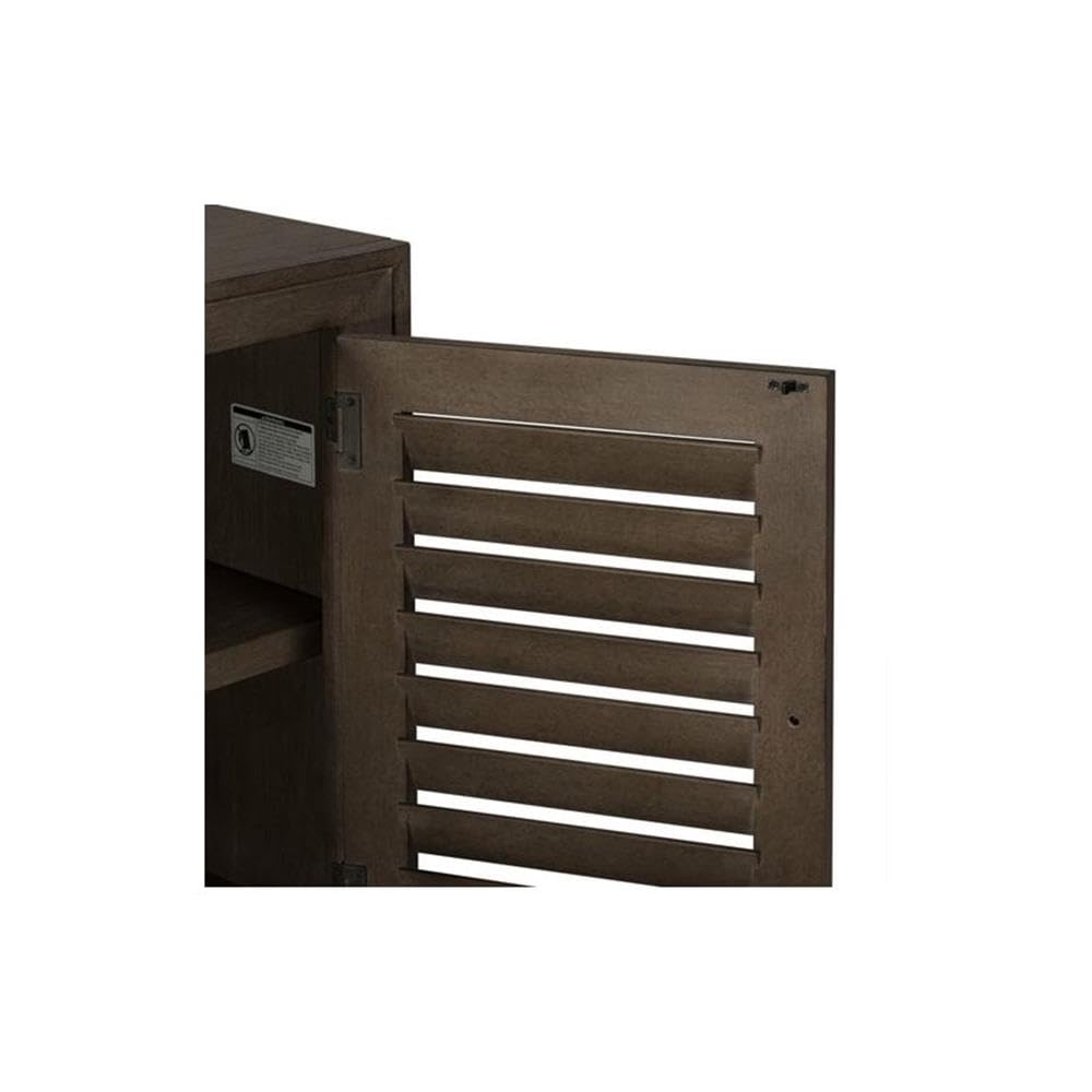 78 Inch TV Console with Adjustable Shelves and Louvered Panel Doors X802431