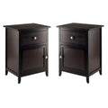 2 Piece Wood Nightstand Set with Cabinet and Drawer L9991