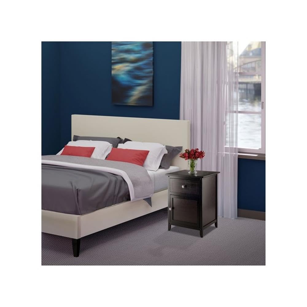 2 Piece Wood Nightstand Set with Cabinet and Drawer L9991