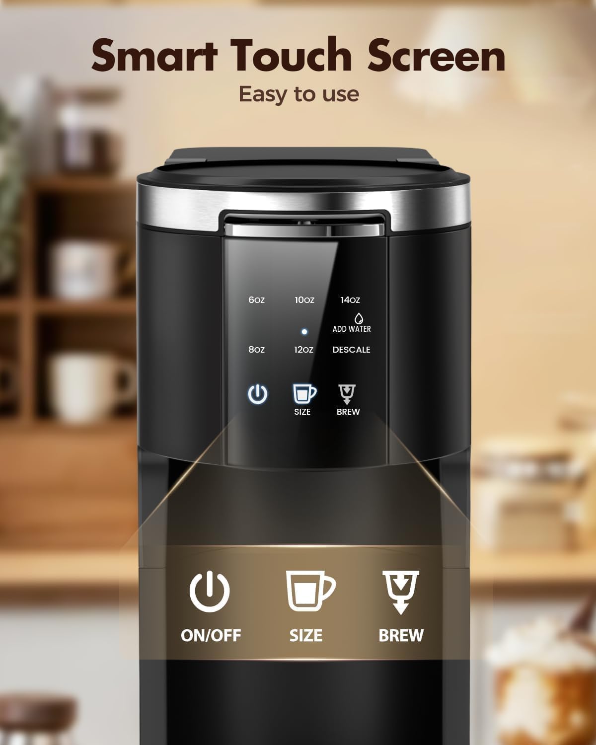 Single Serve 2 in 1 Pod Coffee Maker, 6 to 14oz, Black L665