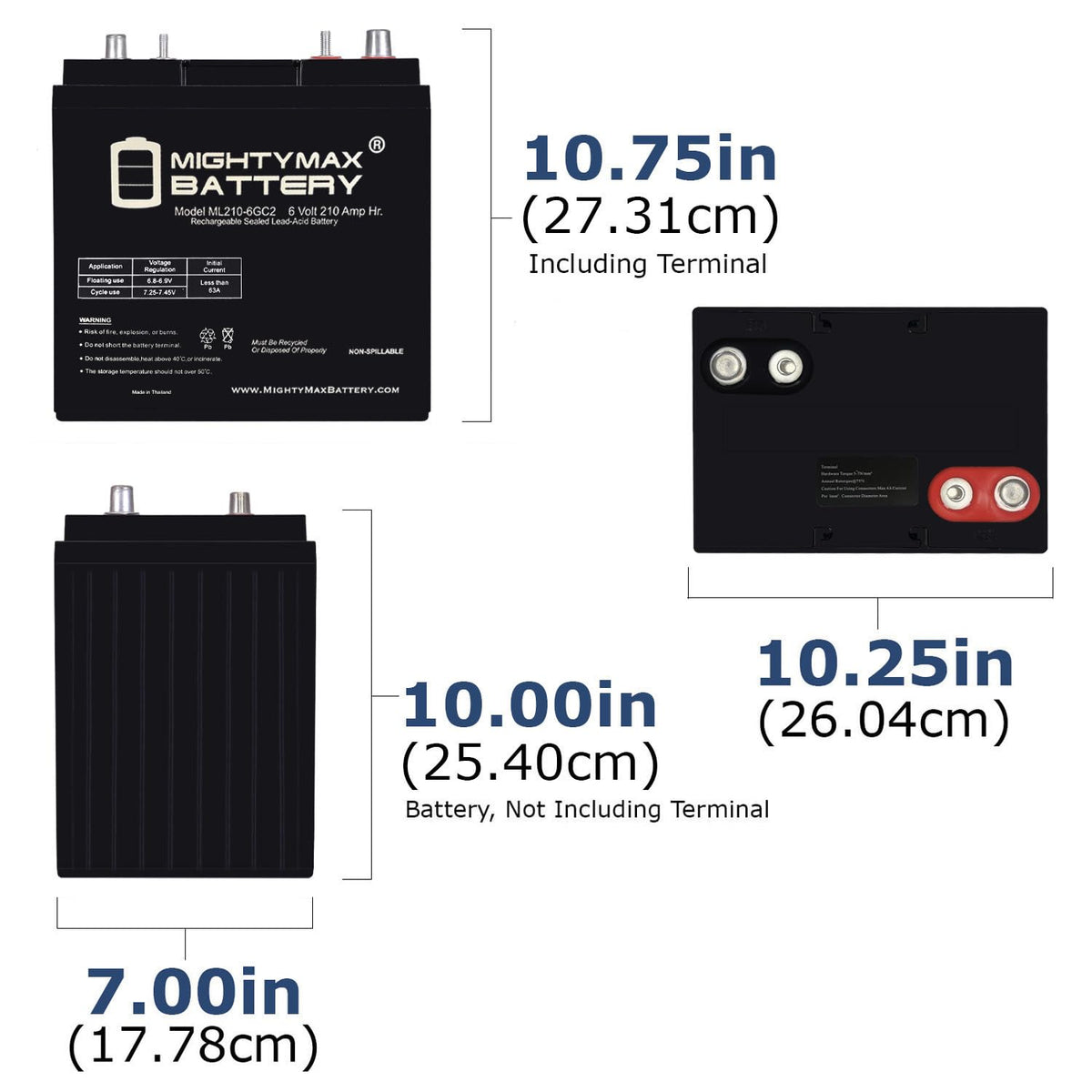 6V 210AH Dual Terminal SLA Replacement Battery 4 Pack O263