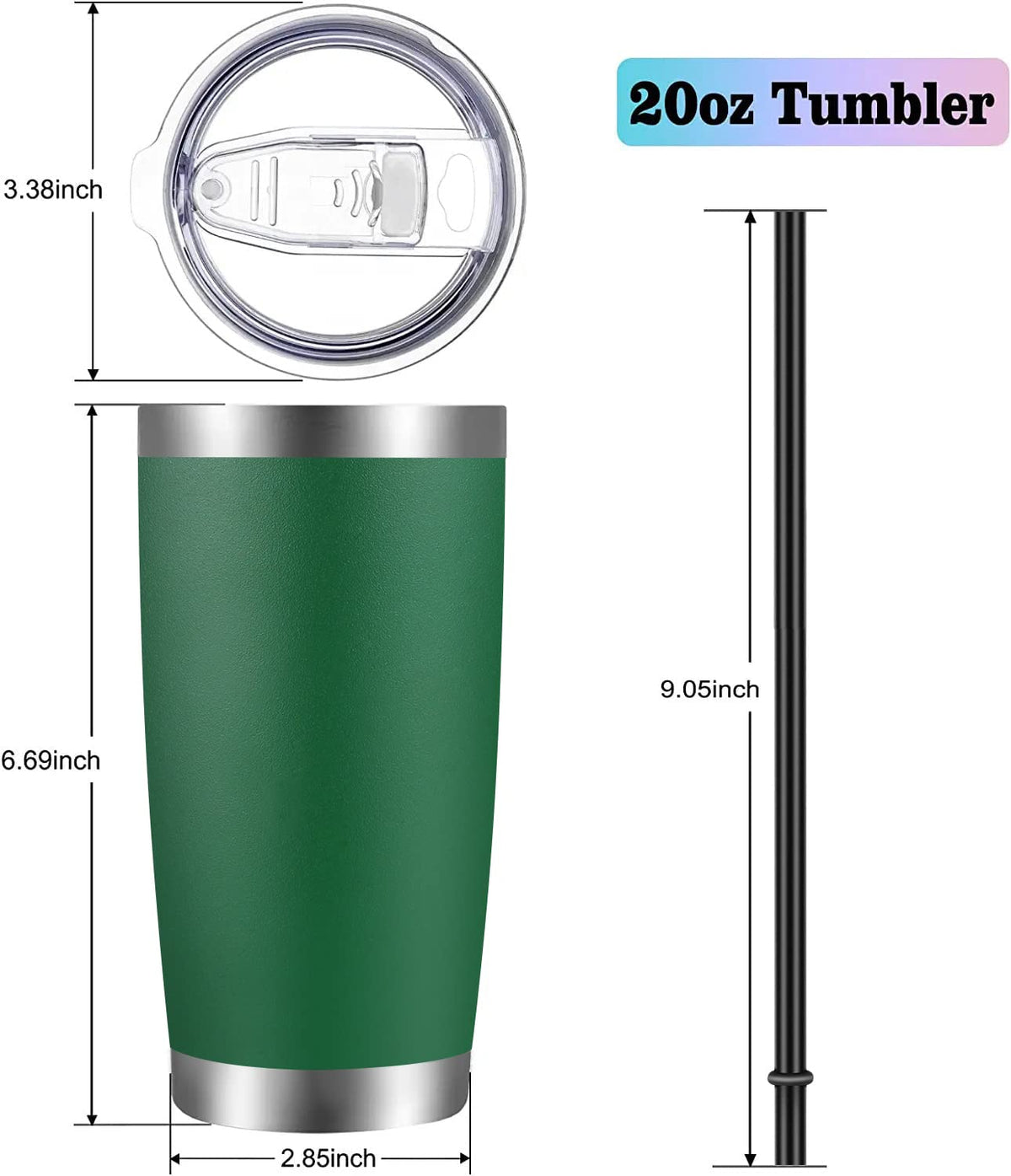 20oz Stainless Steel Insulated Tumbler with Lid and Straw F916