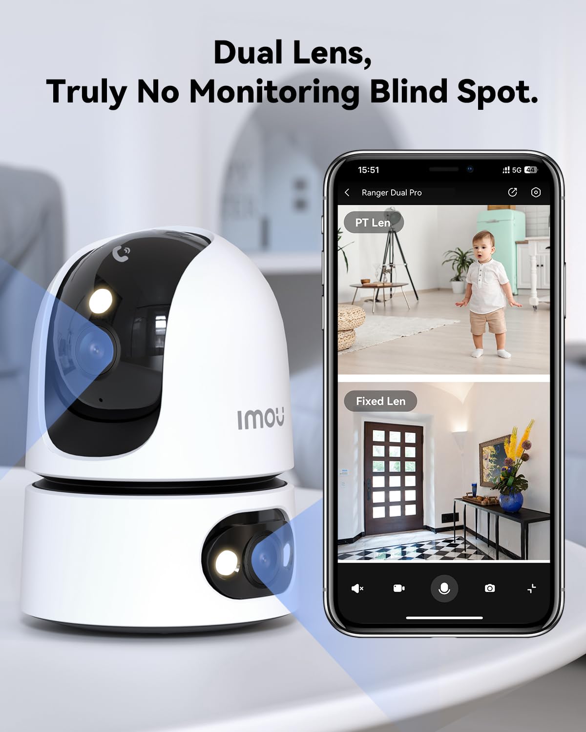 6MP Indoor Security Camera Dual-Lens 360° Pan-Tilt Color Night Vision F656