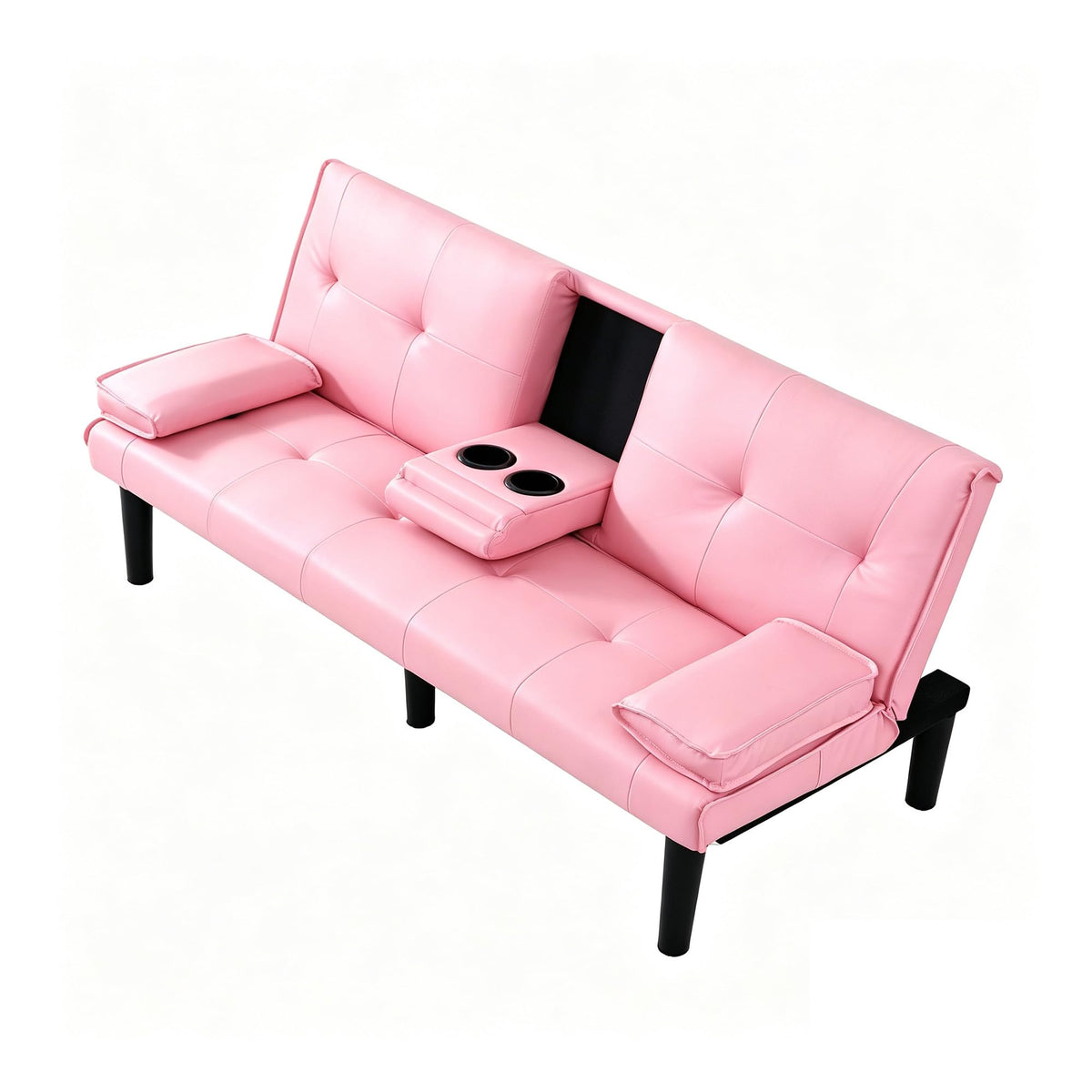 67" Convertible Sofa Bed with Cup Holders, Pink G33155