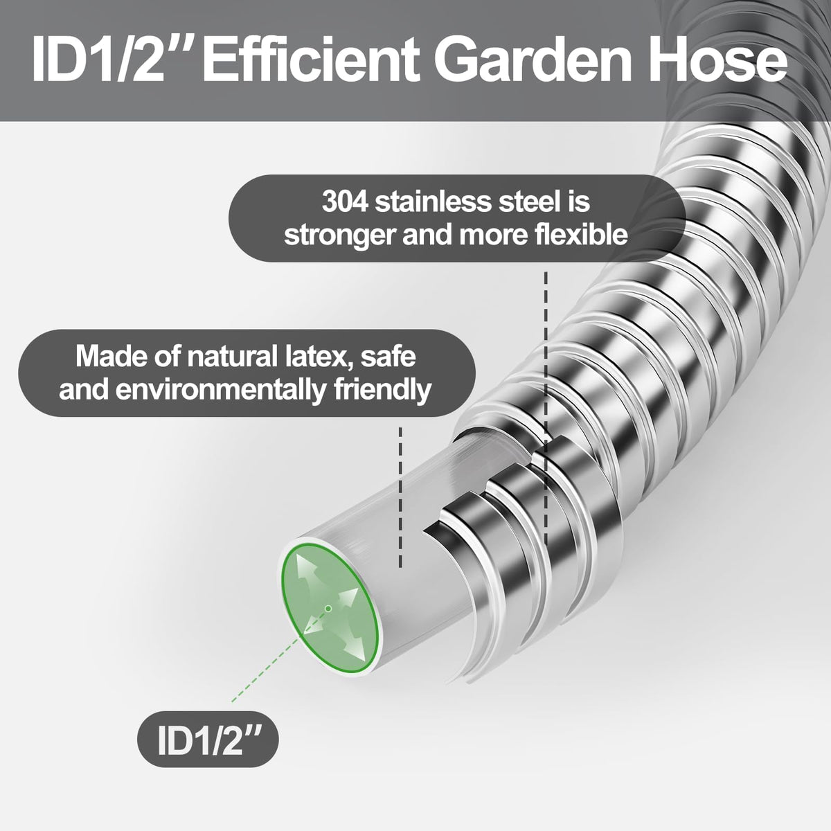 1/2"x 100FT 304 Stainless Steel Metal Hose with Blue Nozzle Z793895