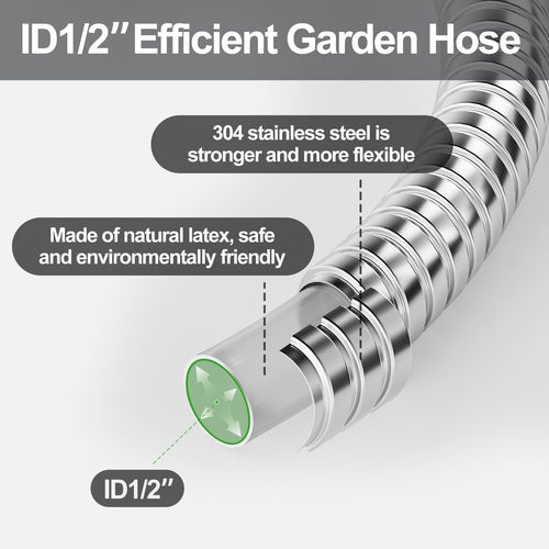1/2"x 100FT 304 Stainless Steel Metal Hose with Blue Nozzle Z793895