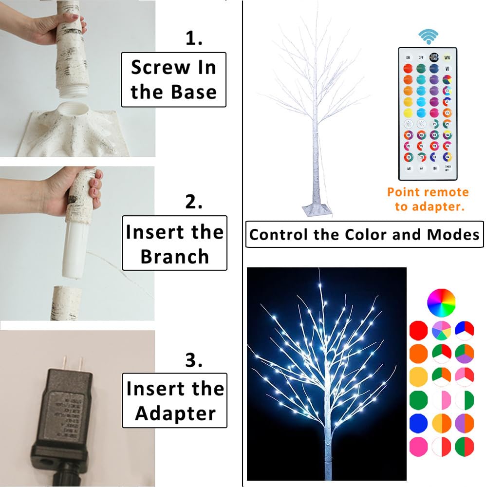 5 ft RGB Lighted Birch Tree X115329