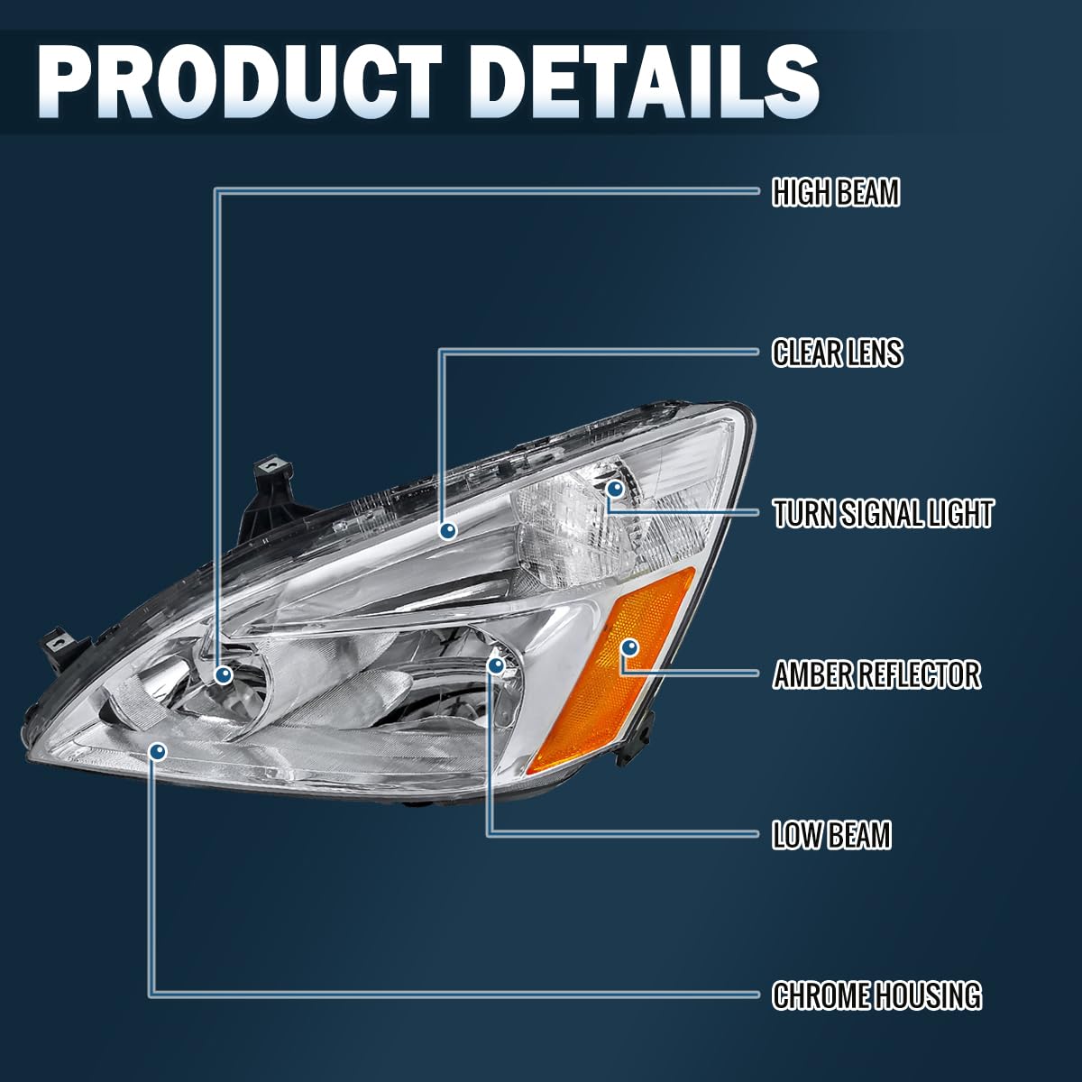 2003-2007 Honda Accord Sedan Coupe Headlights Left + Right I6897