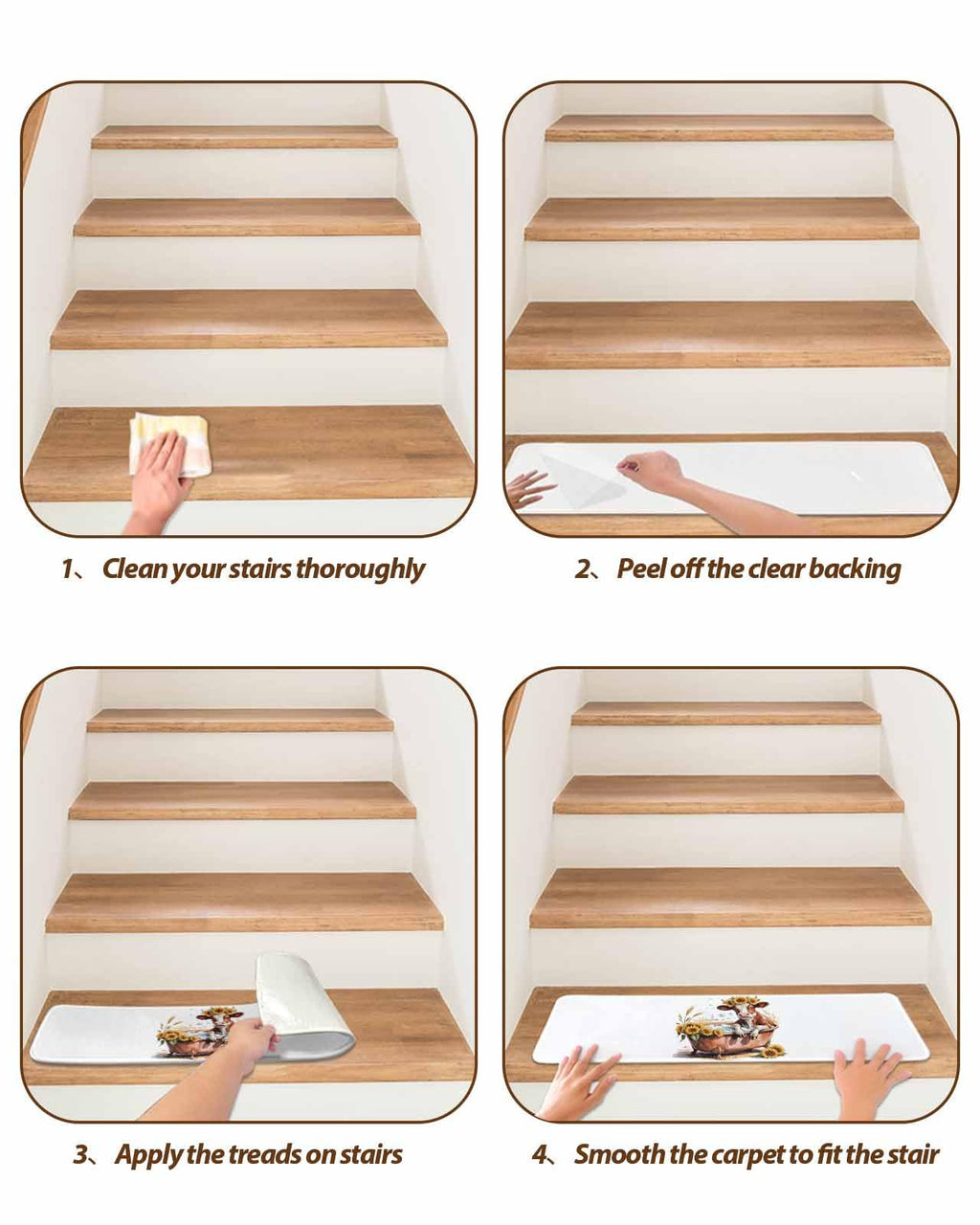 4 Pack Non Slip Carpet Stair Treads 8x30 inch X295