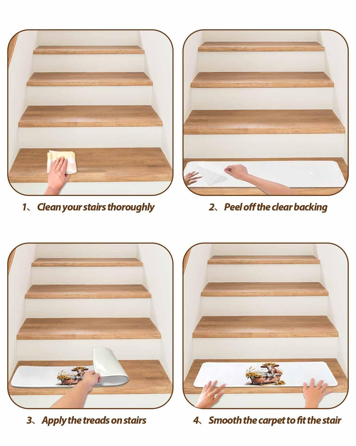 4 Pack Non Slip Carpet Stair Treads 8x30 inch X295