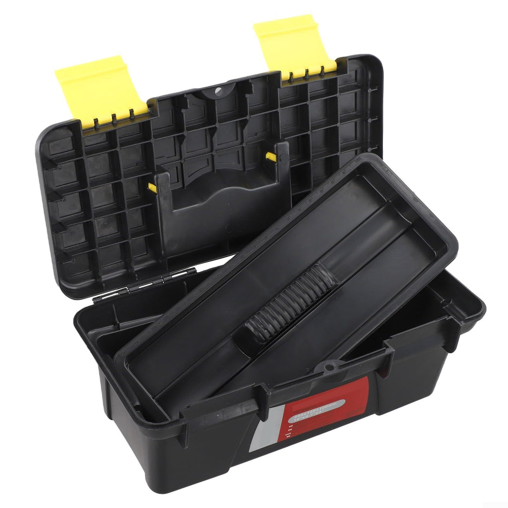 10 Inch Black Plastic Toolbox with Dual Layer Organization C2973