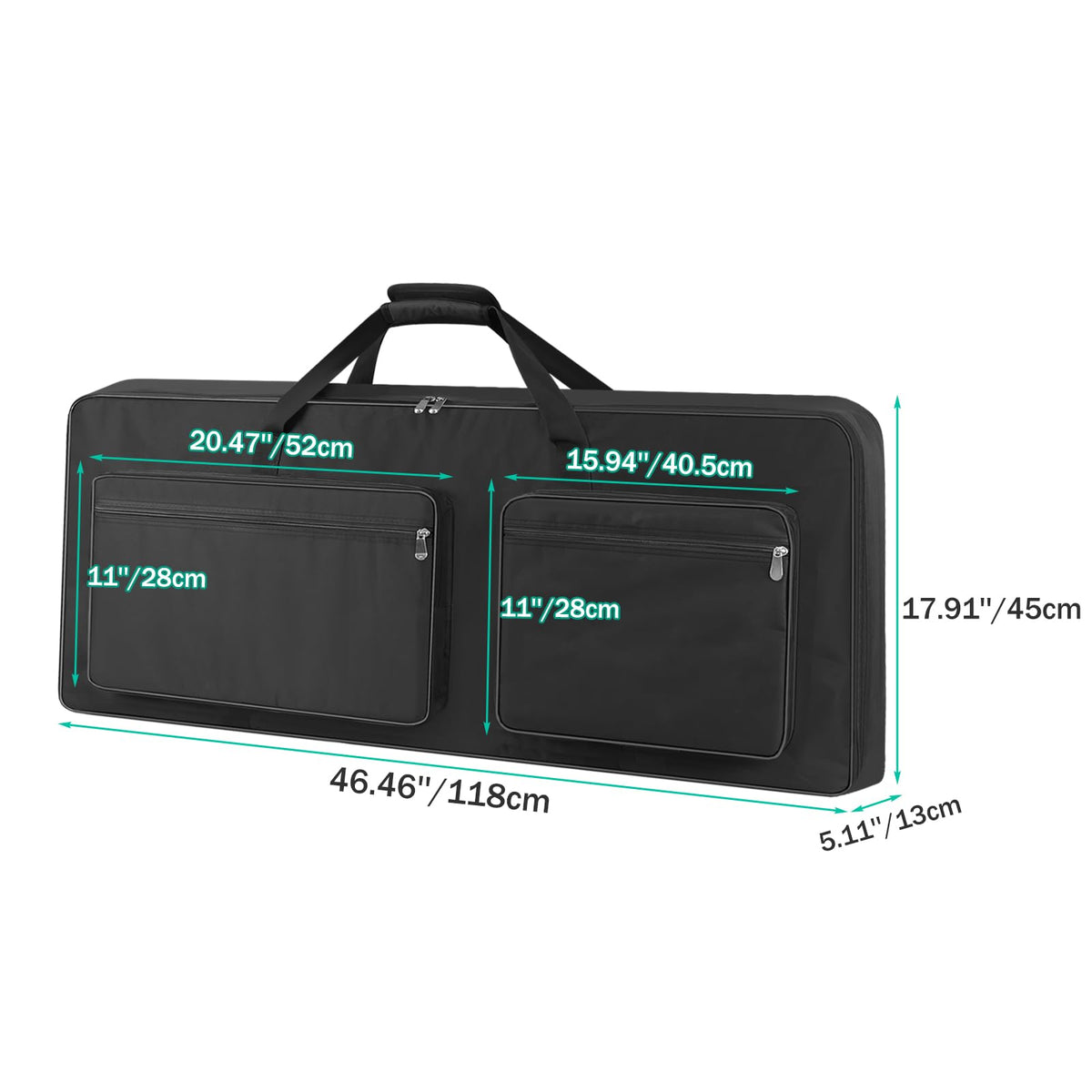 76 Key Piano Keyboard Case Bag with 4-Pocket (Black) H15346
