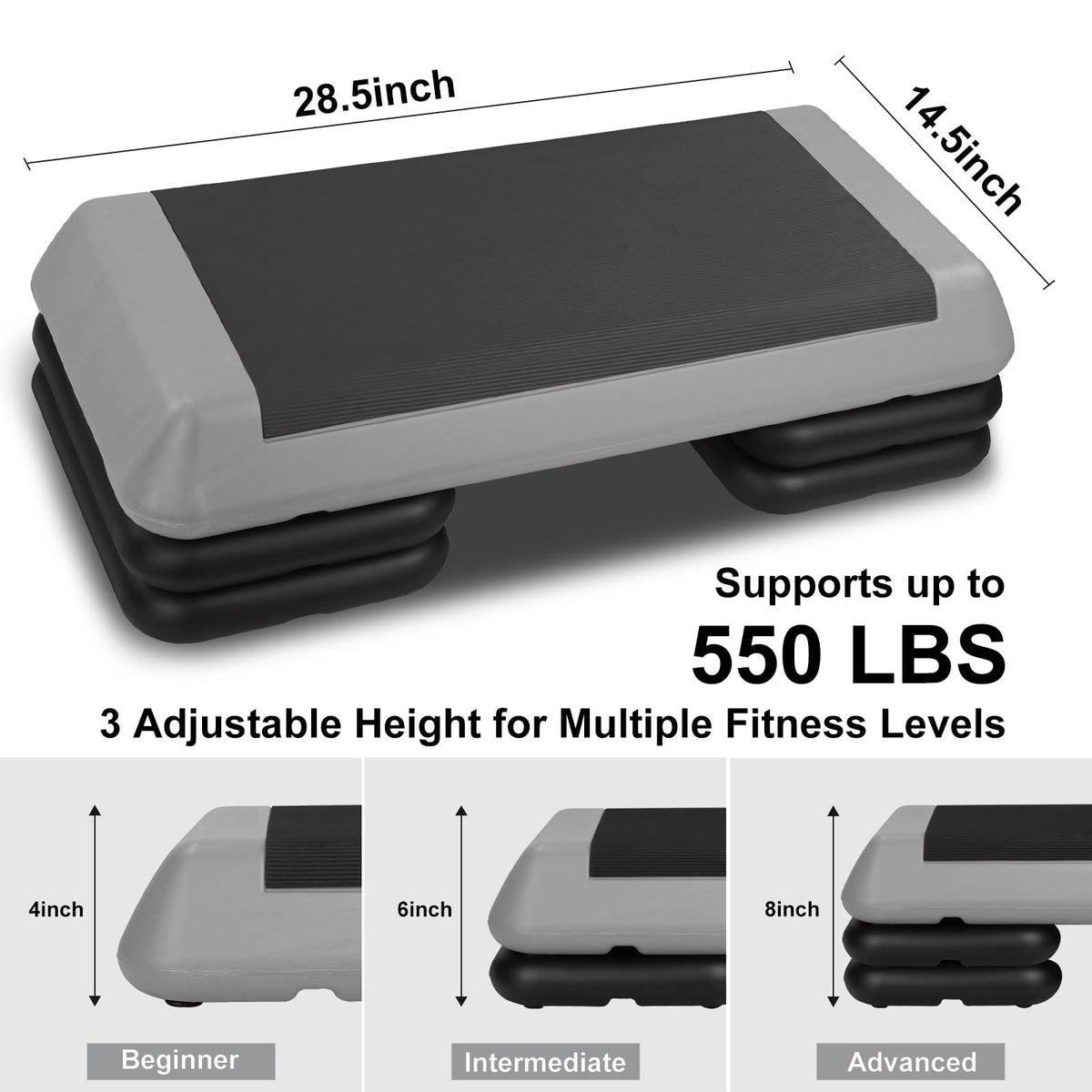 Adjustable Aerobic Stepper with 4 Risers M407
