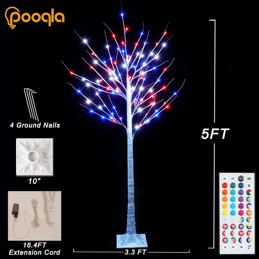 5 ft RGB Lighted Birch Tree X115329