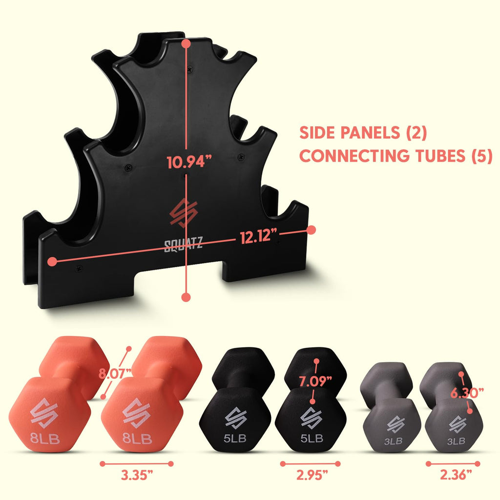 32lbs Neoprene Coated Hex Dumbbell Weights Set with Stand E6070