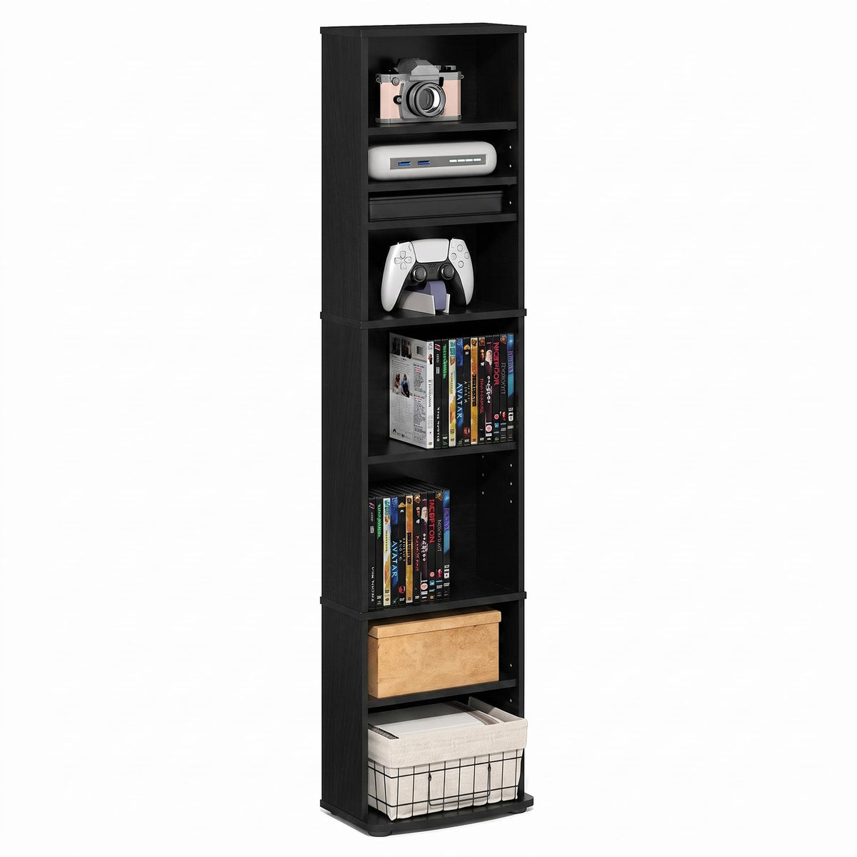 8-Tier Espresso Media Shelf with Adjustable Shelves J549139