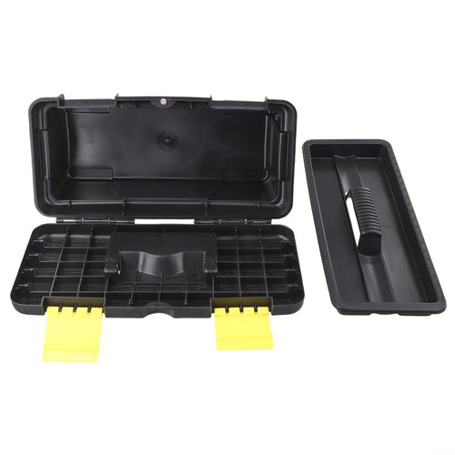 10 Inch Black Plastic Toolbox with Dual Layer Organization C2973