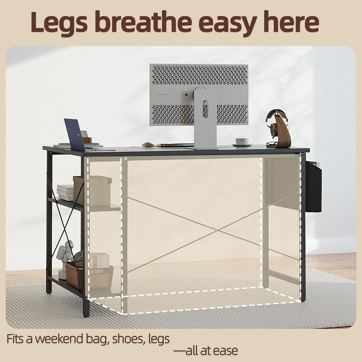 40 inch L Shaped Computer Desk with Power Outlets G5027