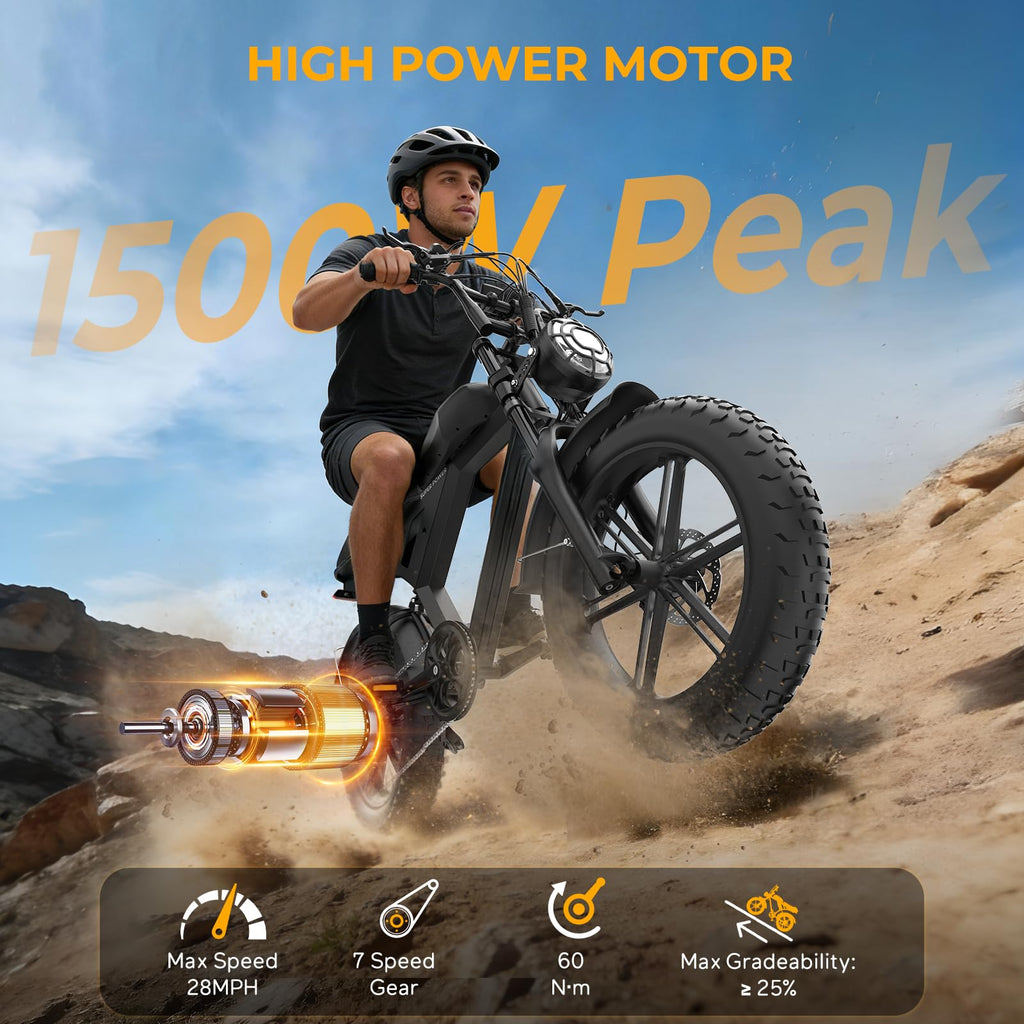 1000W Electric Bike 20" Fat Tire 7-Speed I238891