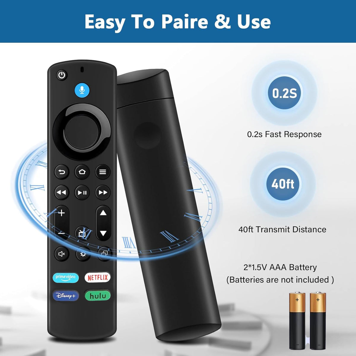 Voice Remote Control for Fire Stick and Cube Smart TVs with 4 App Shortcuts H657
