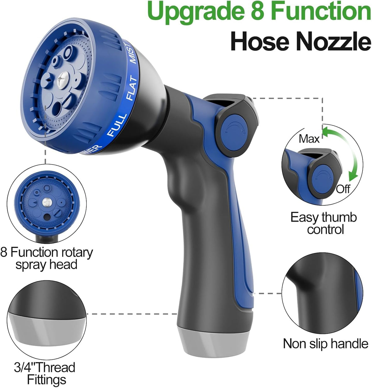 1/2"x 100FT 304 Stainless Steel Metal Hose with Blue Nozzle Z793895