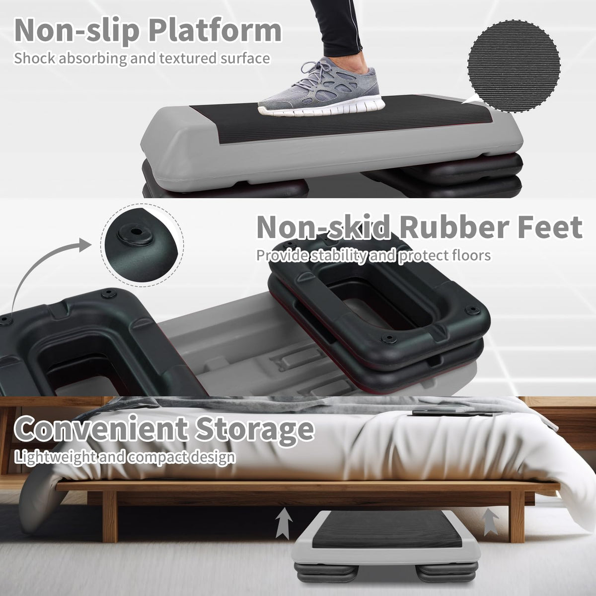 Adjustable Aerobic Stepper with 4 Risers M407