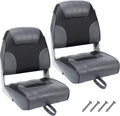 2 Pack Low Back Folding Boat Seats Black Gray H500003