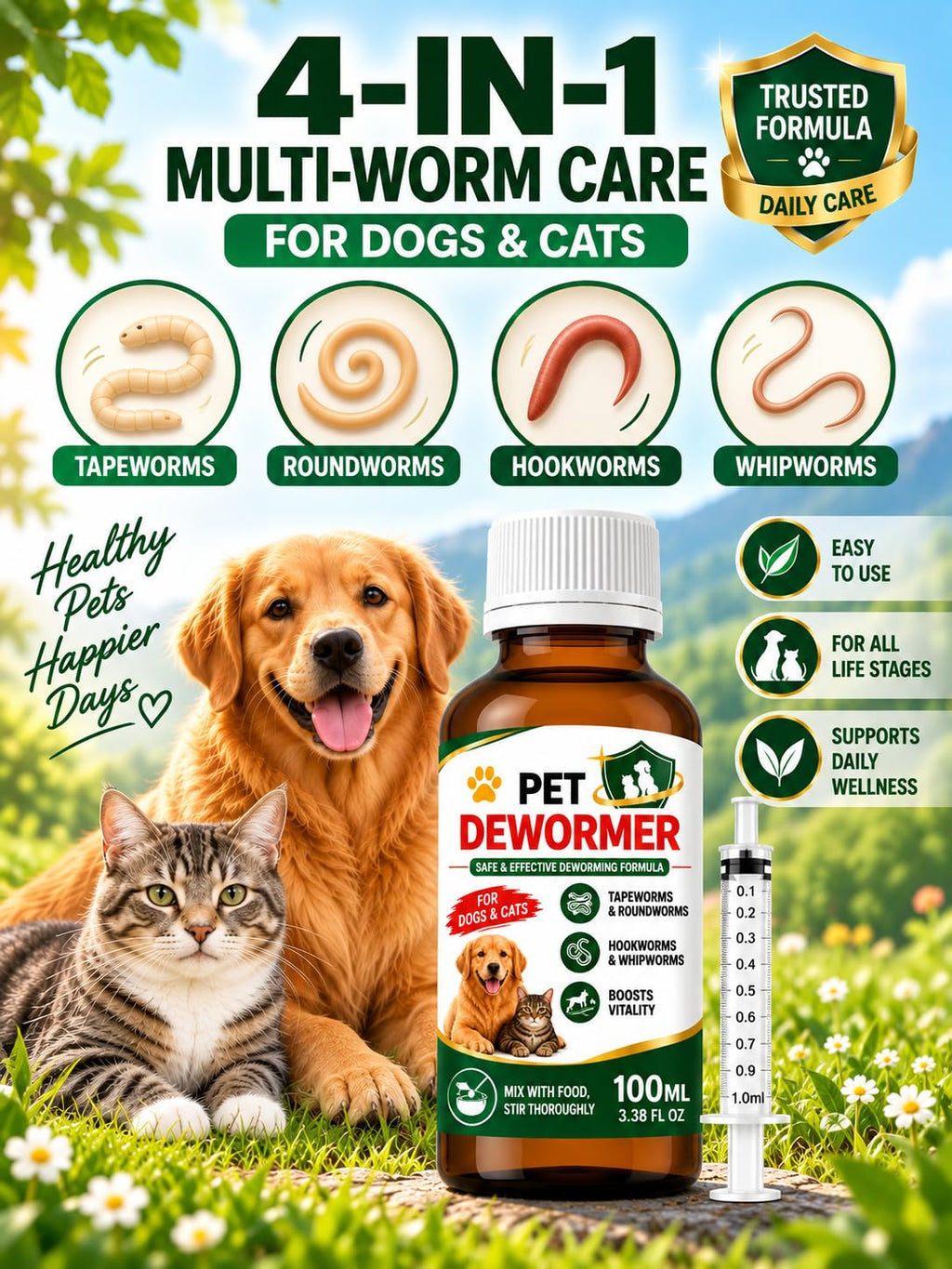 Praziquantel & Pyrantel Pamoate Oral Suspension for Dogs & Cats 3.38 fl oz Y895576