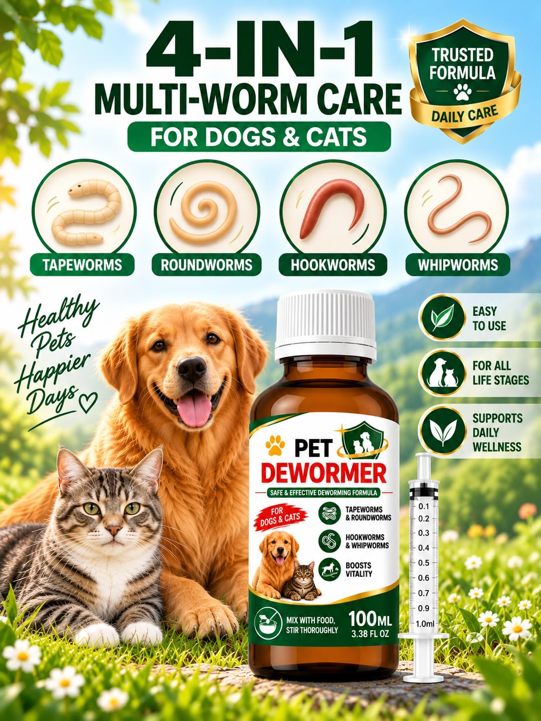 Praziquantel & Pyrantel Pamoate Oral Suspension for Dogs & Cats 3.38 fl oz Y895576