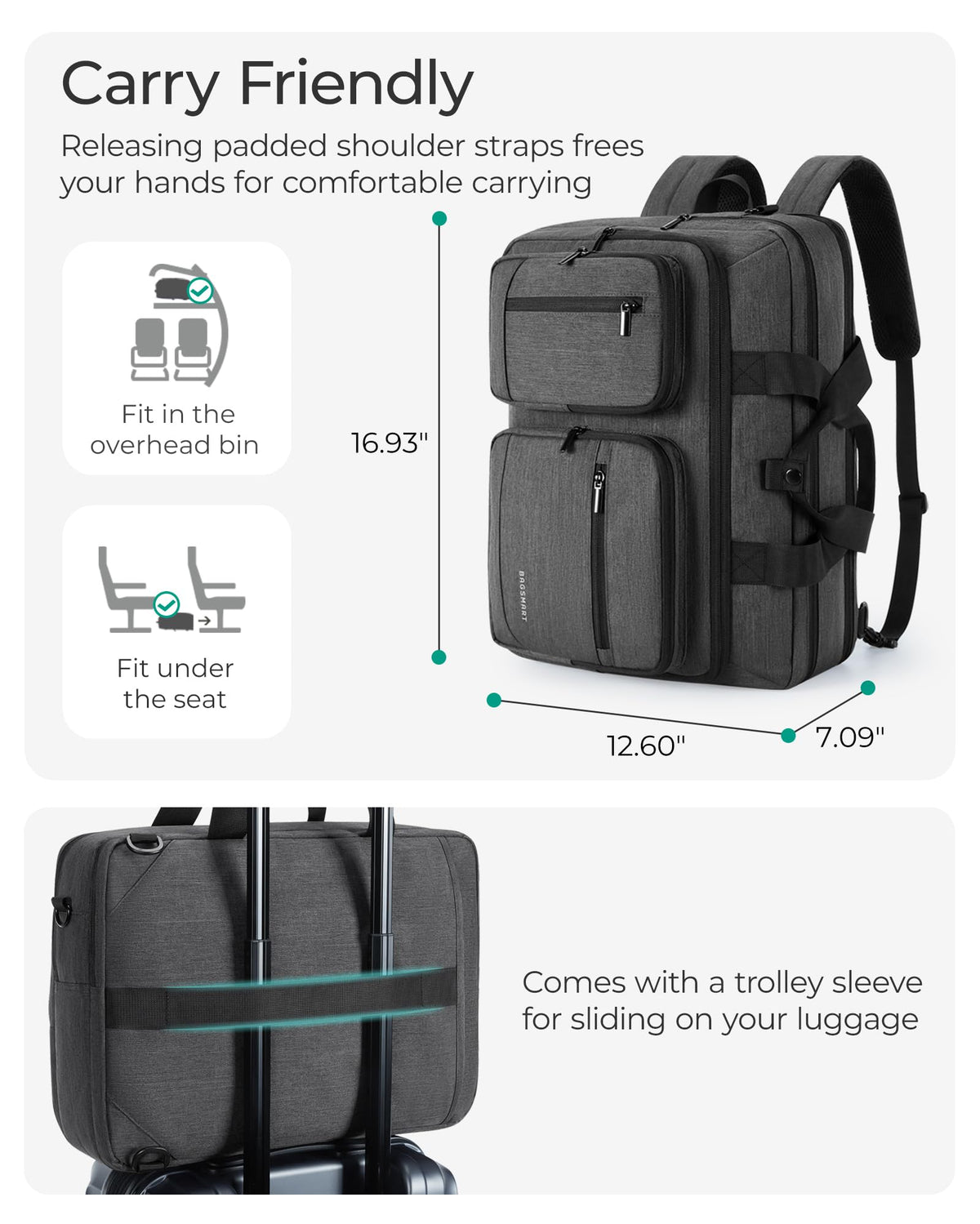 3 In 1 Laptop Bag 17.3 Inch Water-Repellent Black M100763