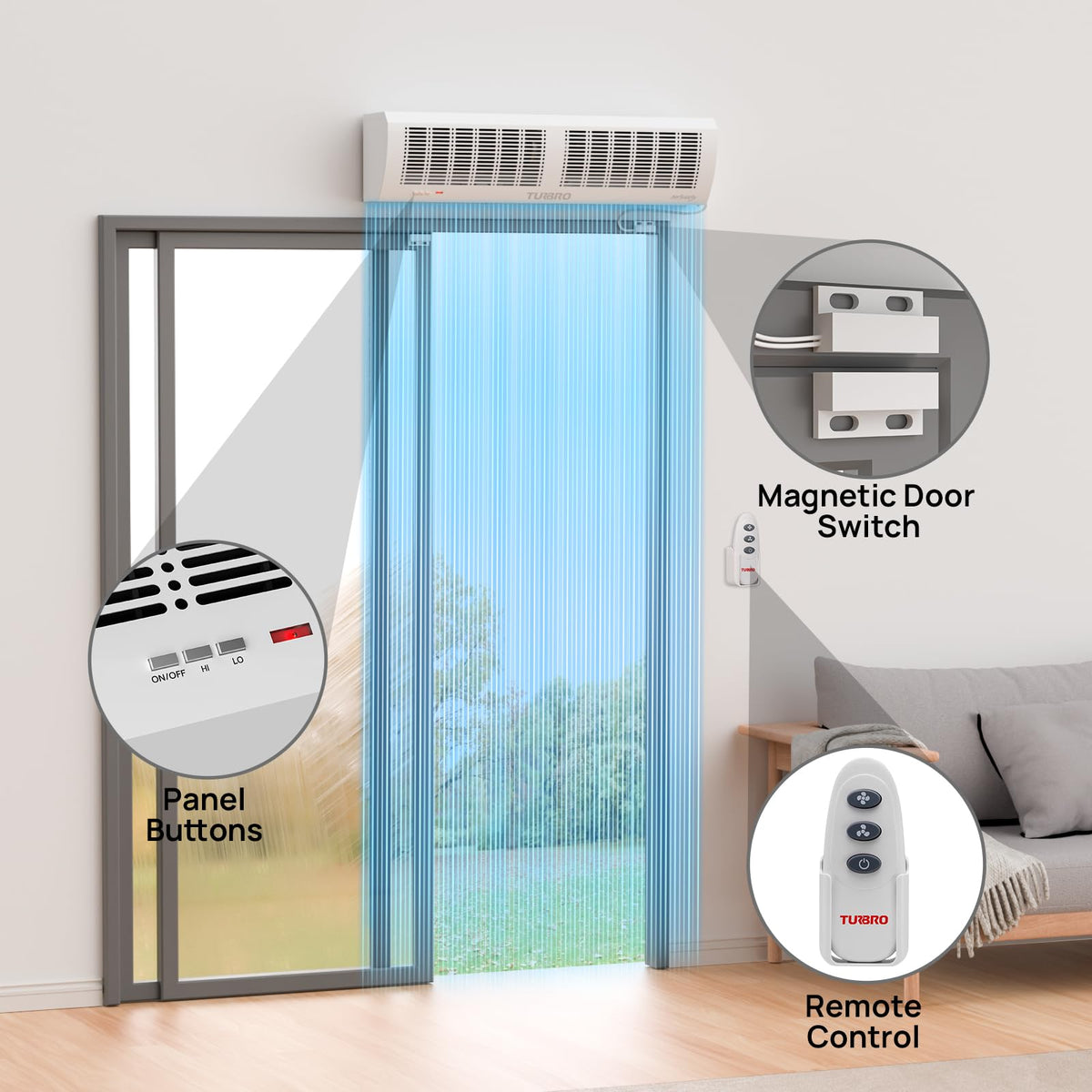 36-Inch Wall-Mounted Air Curtain Fan with Magnetic Switch X13096