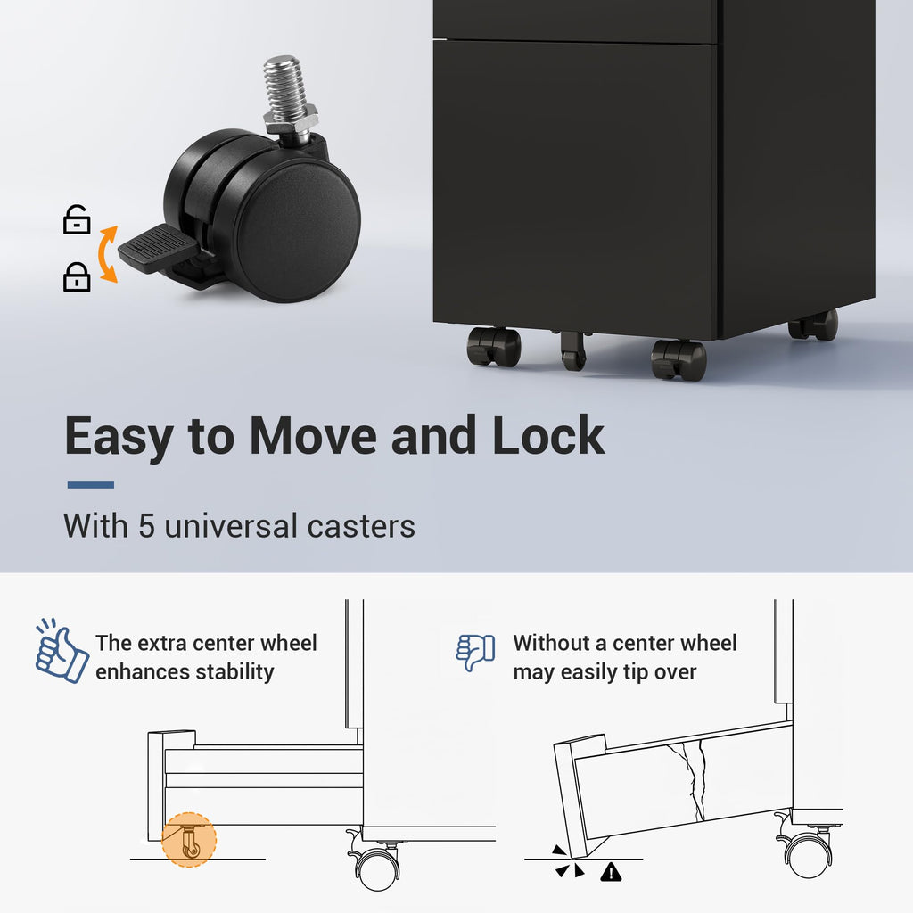3 Drawer File Cabinet with Lock H4911