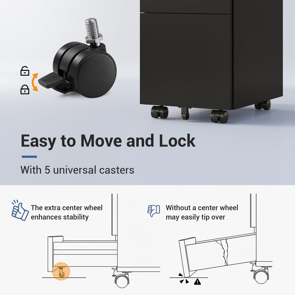 3 Drawer File Cabinet with Lock H4911