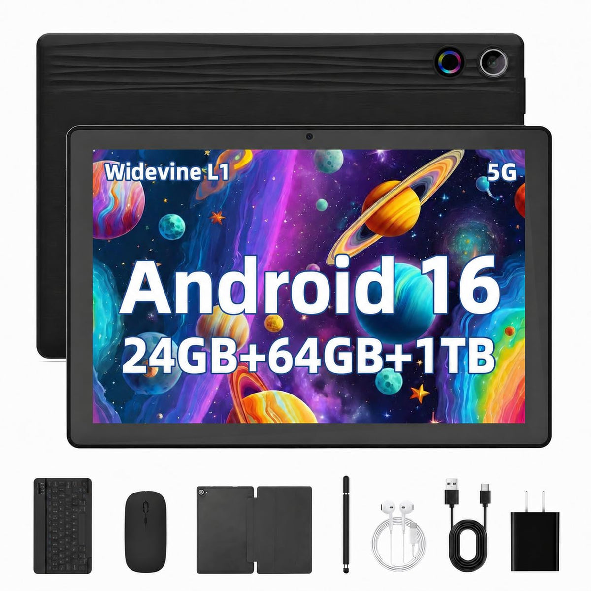 Android 16 10 Inch Tablet with Keyboard Mouse Pen Protective Case S434977