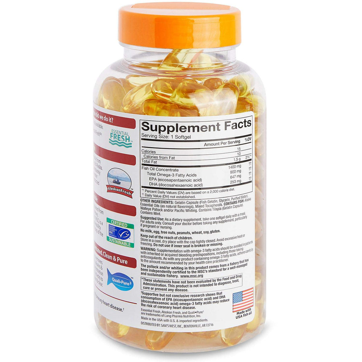 Omega 3 Fish Oil 1400 mg 150 Softgels F8738