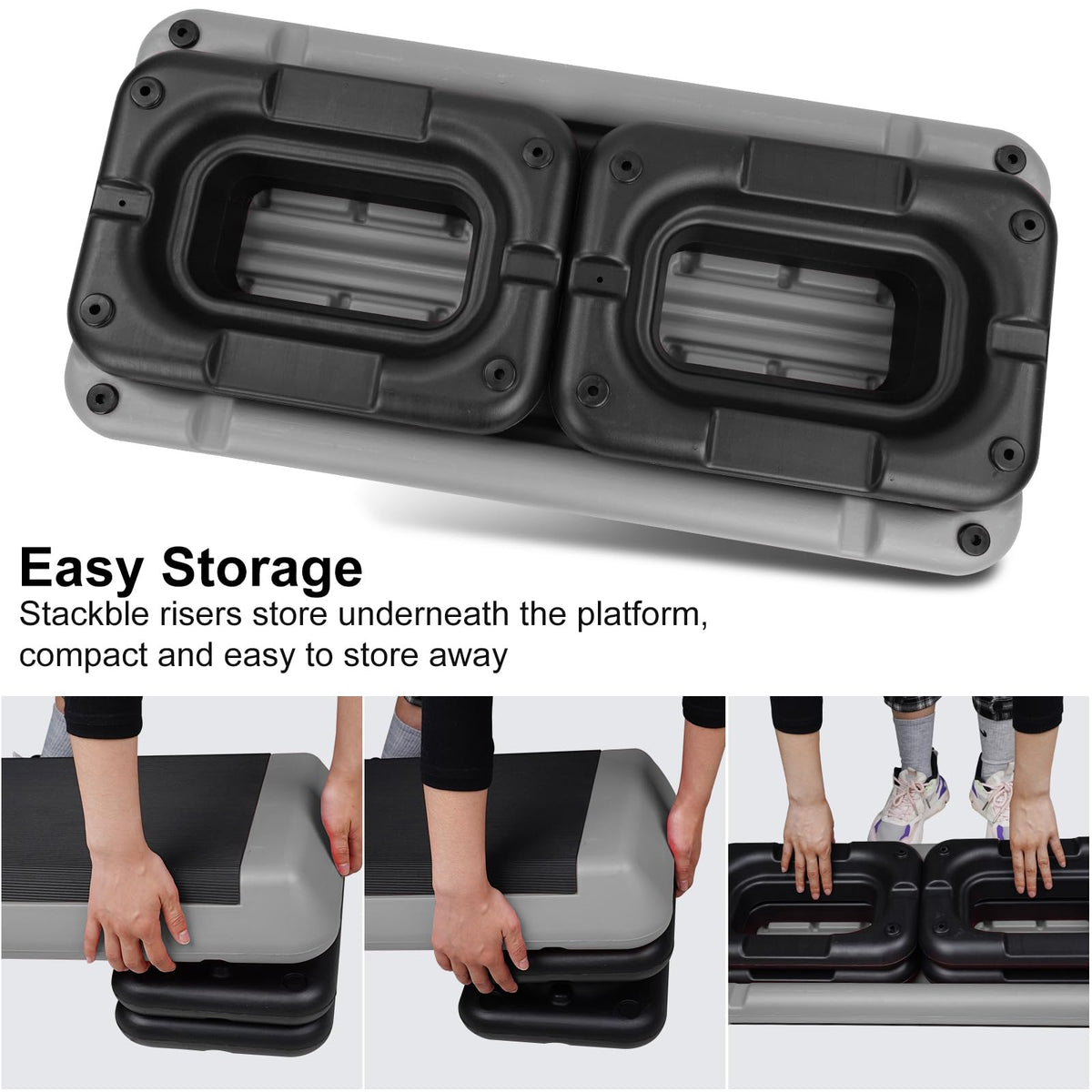 Adjustable Aerobic Stepper with 4 Risers M407