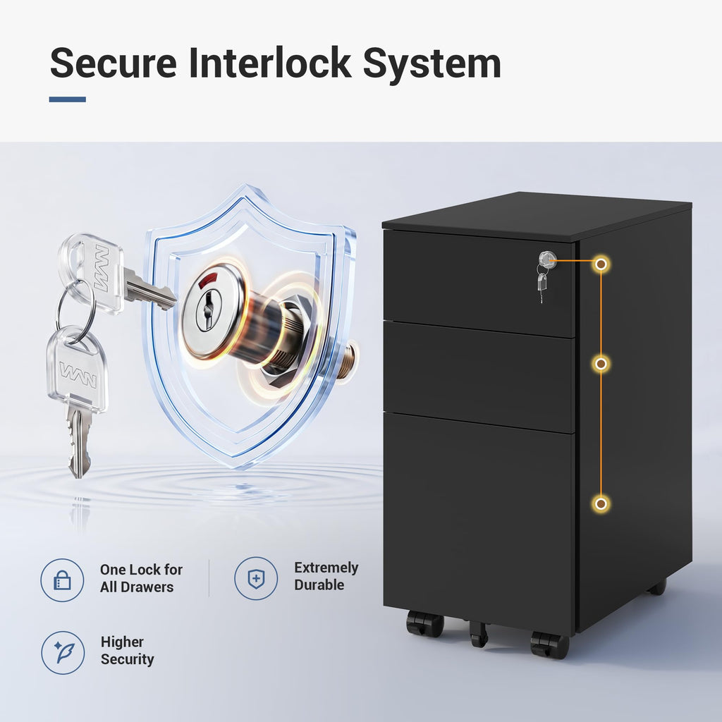 3 Drawer File Cabinet with Lock H4911