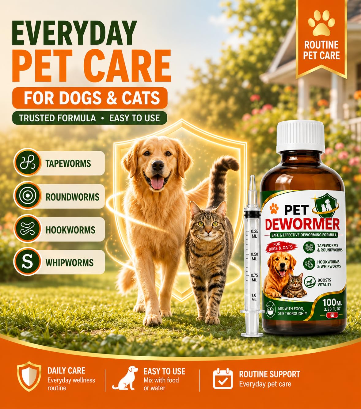 Praziquantel & Pyrantel Pamoate Oral Suspension for Dogs & Cats 3.38 fl oz Y895576