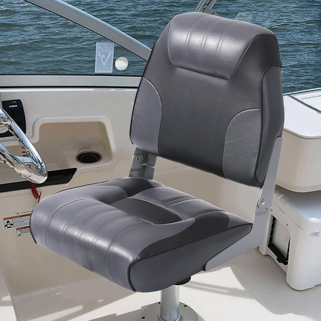 2 Pack Low Back Folding Boat Seats Black Gray H500003