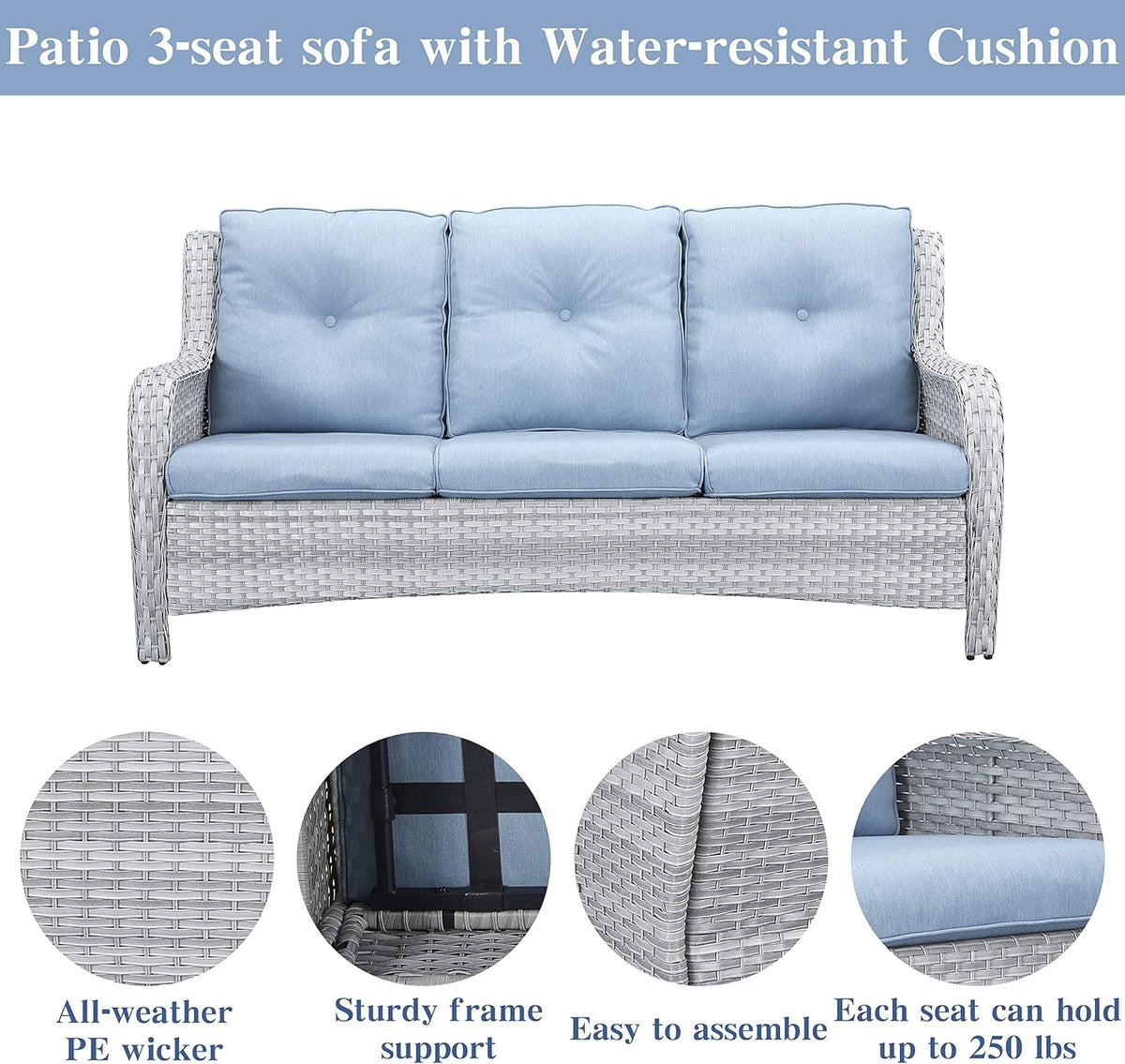 8 Piece Wicker Patio Furniture Conversation Set with Swivel Rocker Chairs, Sofa, Ottomans and Coffee Table R652