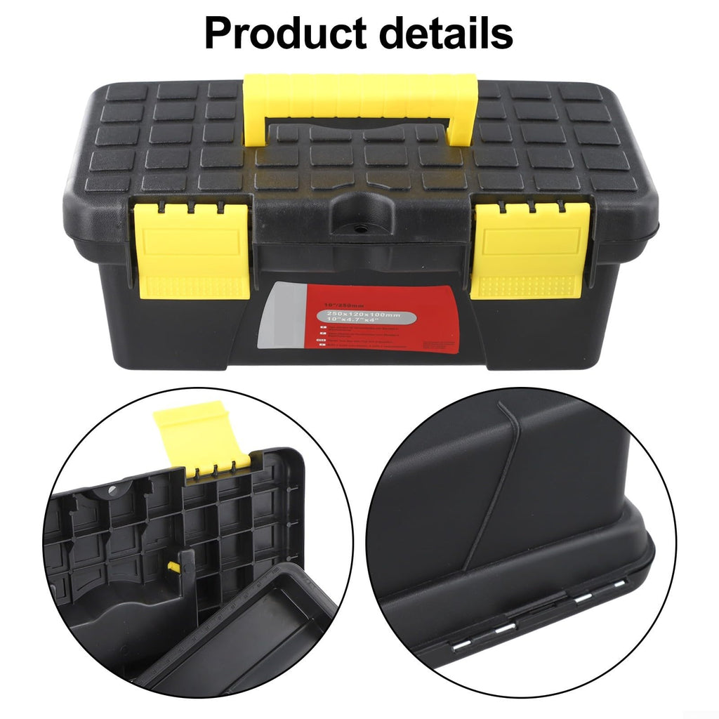 10 Inch Black Plastic Toolbox with Dual Layer Organization C2973